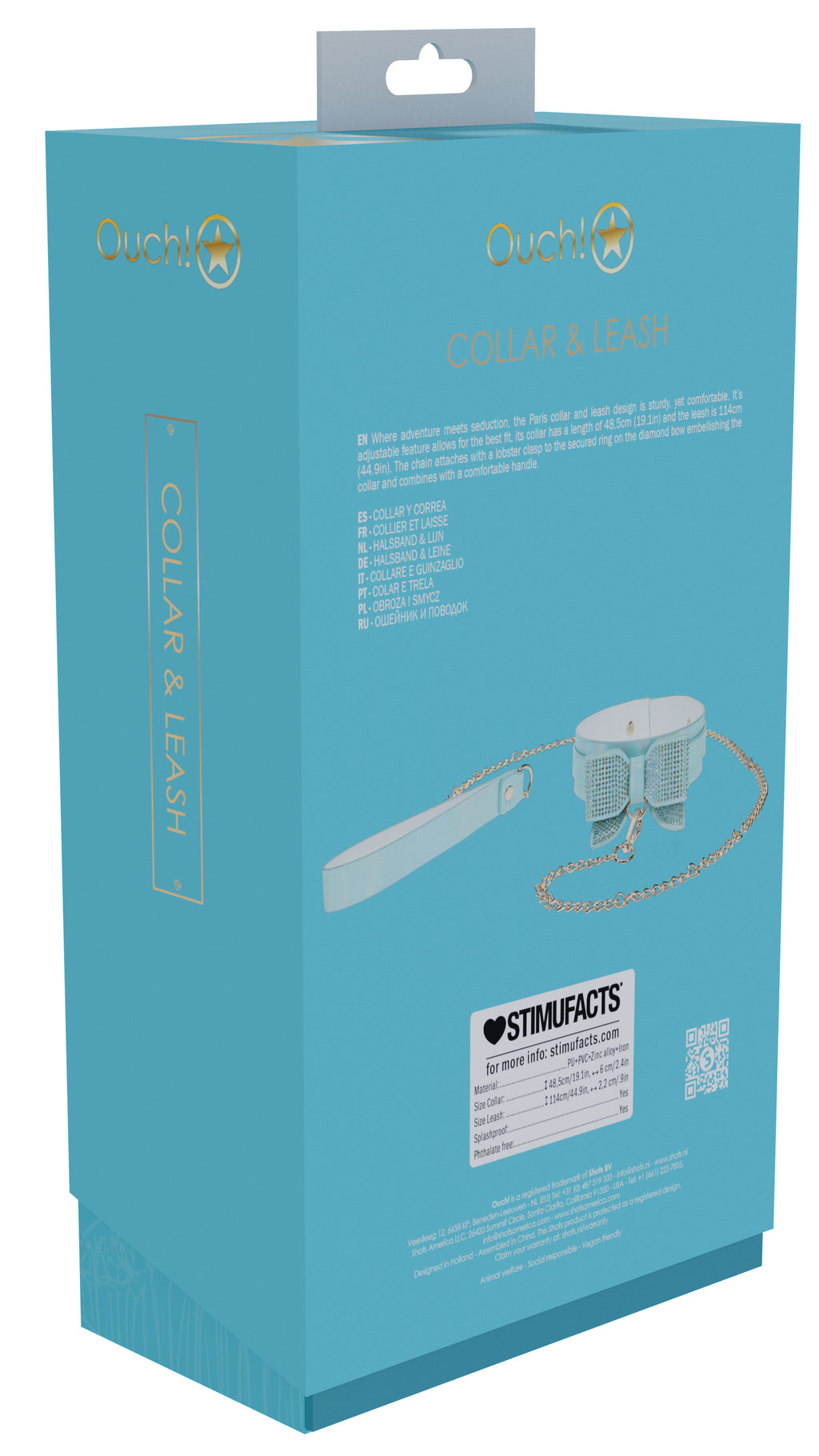 Ouch! Paris Iridescent Teal Bow Collar and Leash