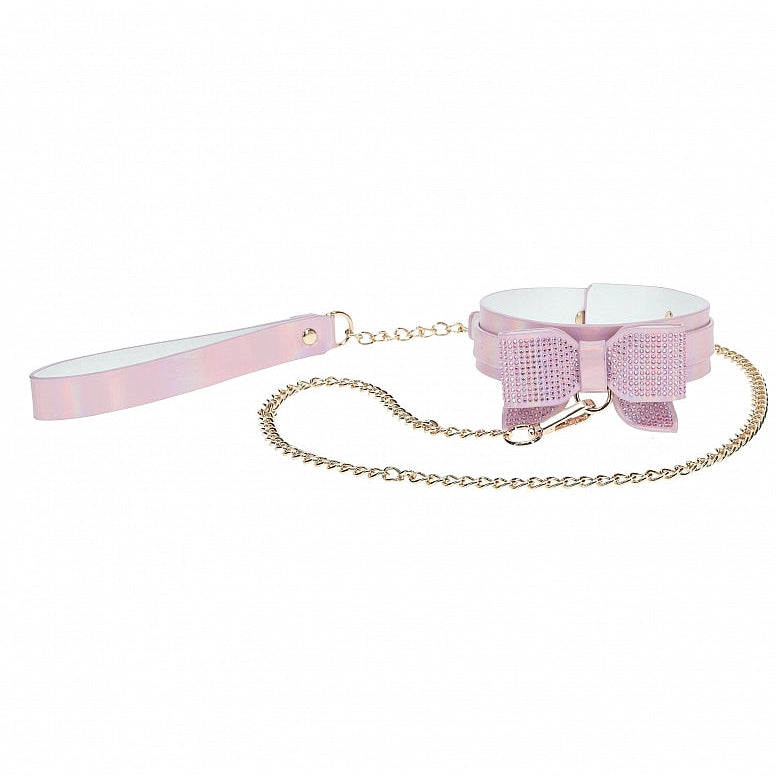 Ouch! Paris Iridescent Pink Bow Collar and Leash