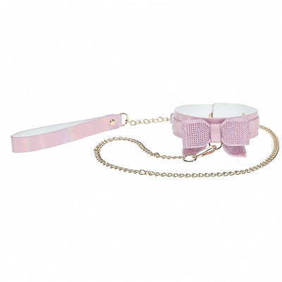 Ouch! Paris Iridescent Pink Bow Collar and Leash