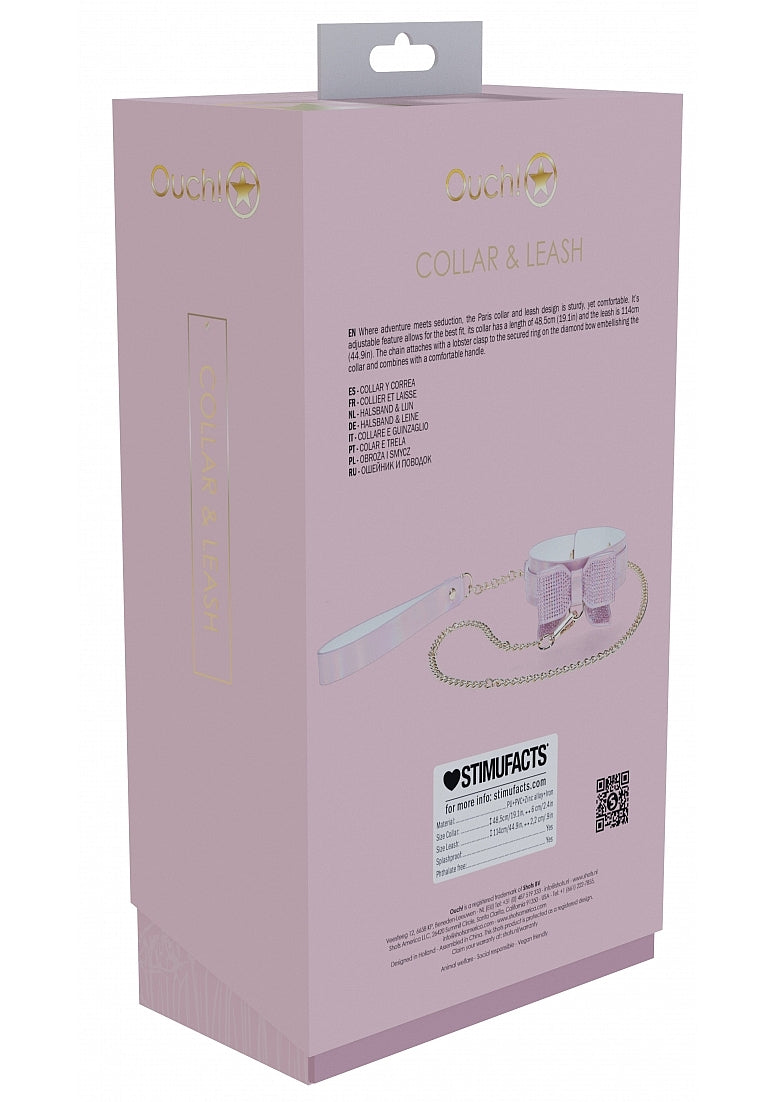 Ouch! Paris Iridescent Pink Bow Collar and Leash