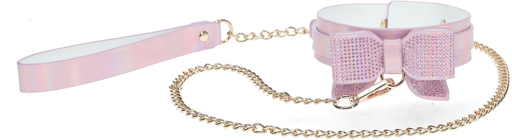 Ouch! Paris Iridescent Pink Bow Collar and Leash