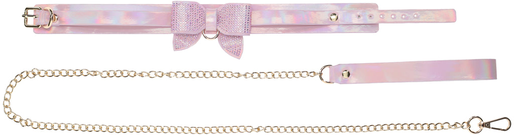 Ouch! Paris Iridescent Pink Bow Collar and Leash