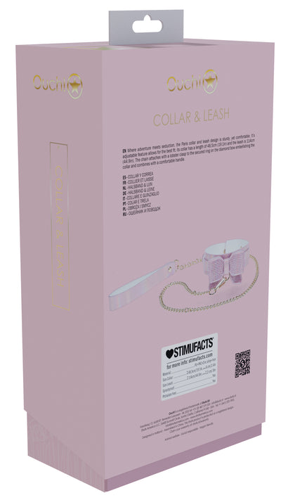 Ouch! Paris Iridescent Pink Bow Collar and Leash