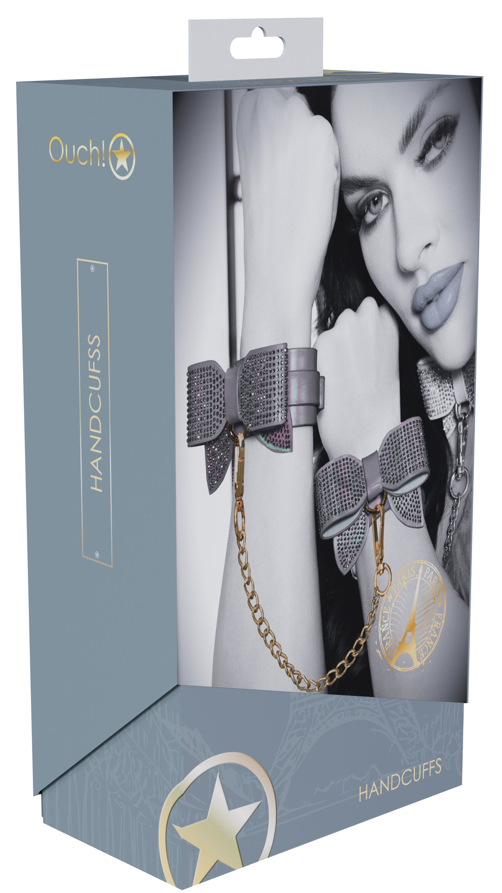 Ouch! Paris Iridescent Black Bow Handcuffs