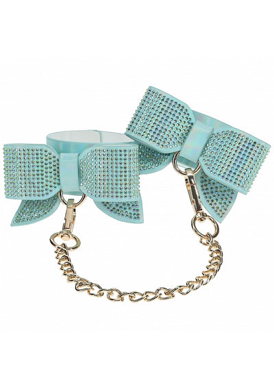 Ouch! Paris Iridescent Teal Bow Handcuffs