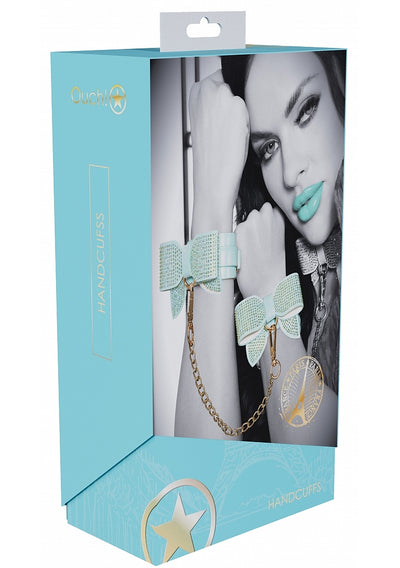 Ouch! Paris Iridescent Teal Bow Handcuffs