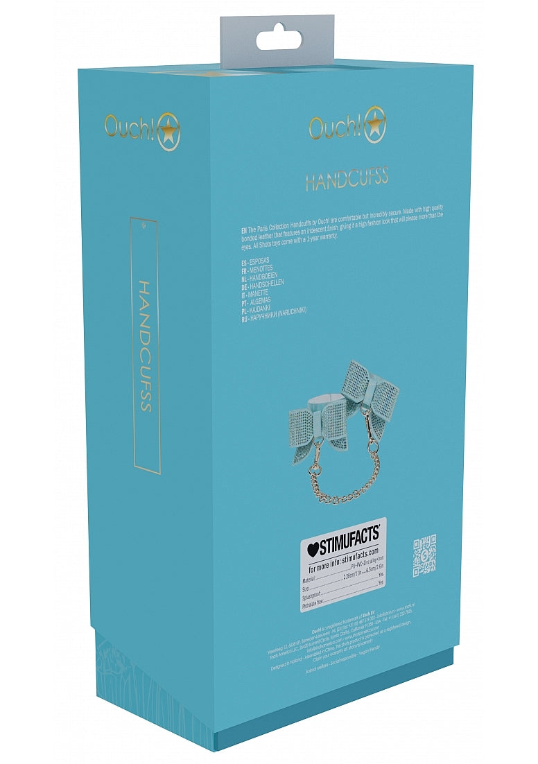 Ouch! Paris Iridescent Teal Bow Handcuffs