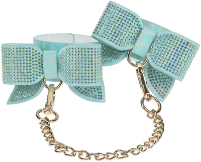 Ouch! Paris Iridescent Teal Bow Handcuffs