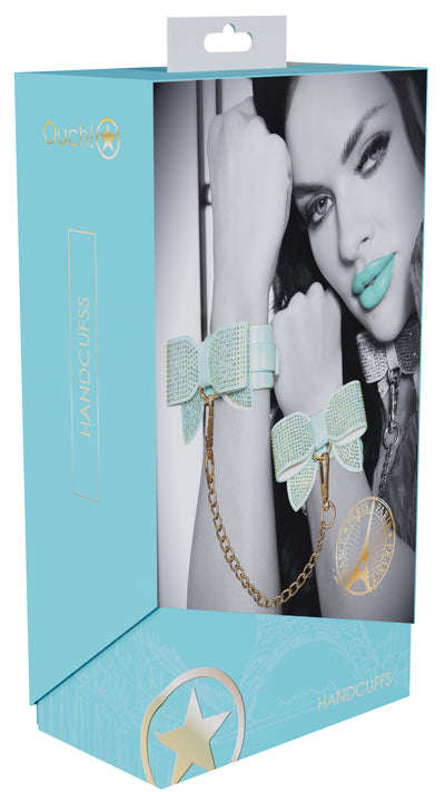 Ouch! Paris Iridescent Teal Bow Handcuffs