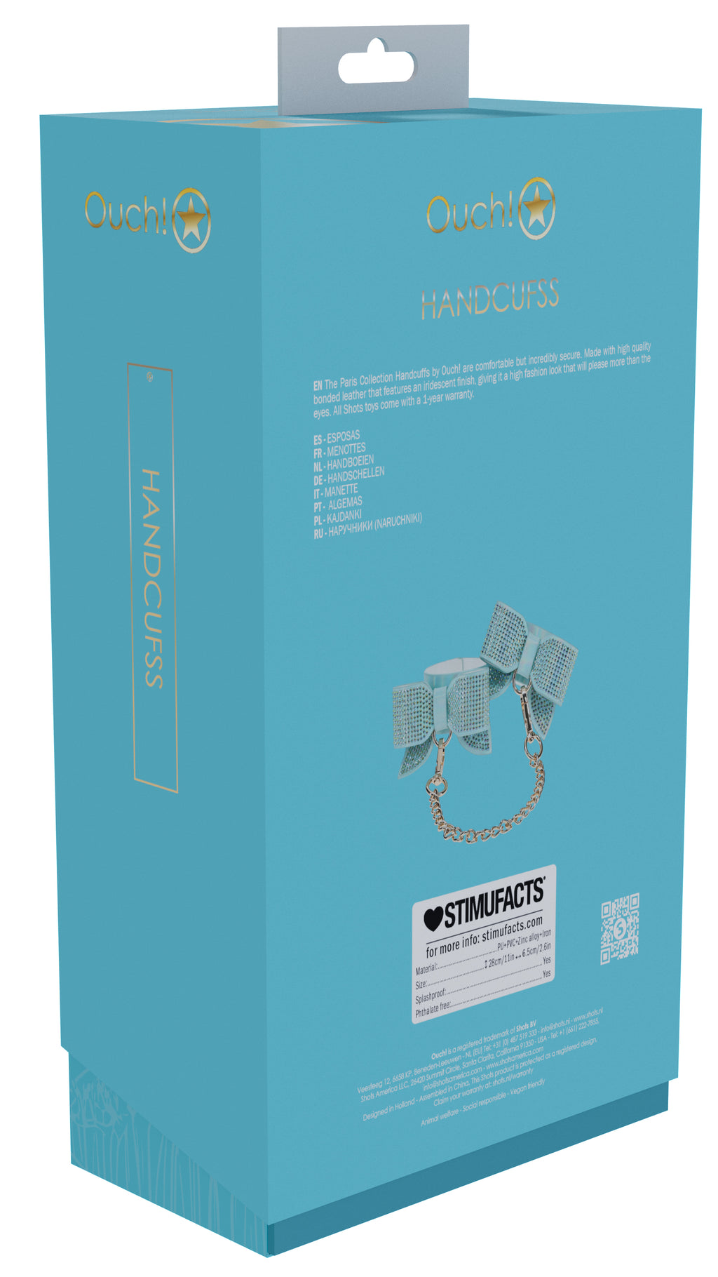 Ouch! Paris Iridescent Teal Bow Handcuffs