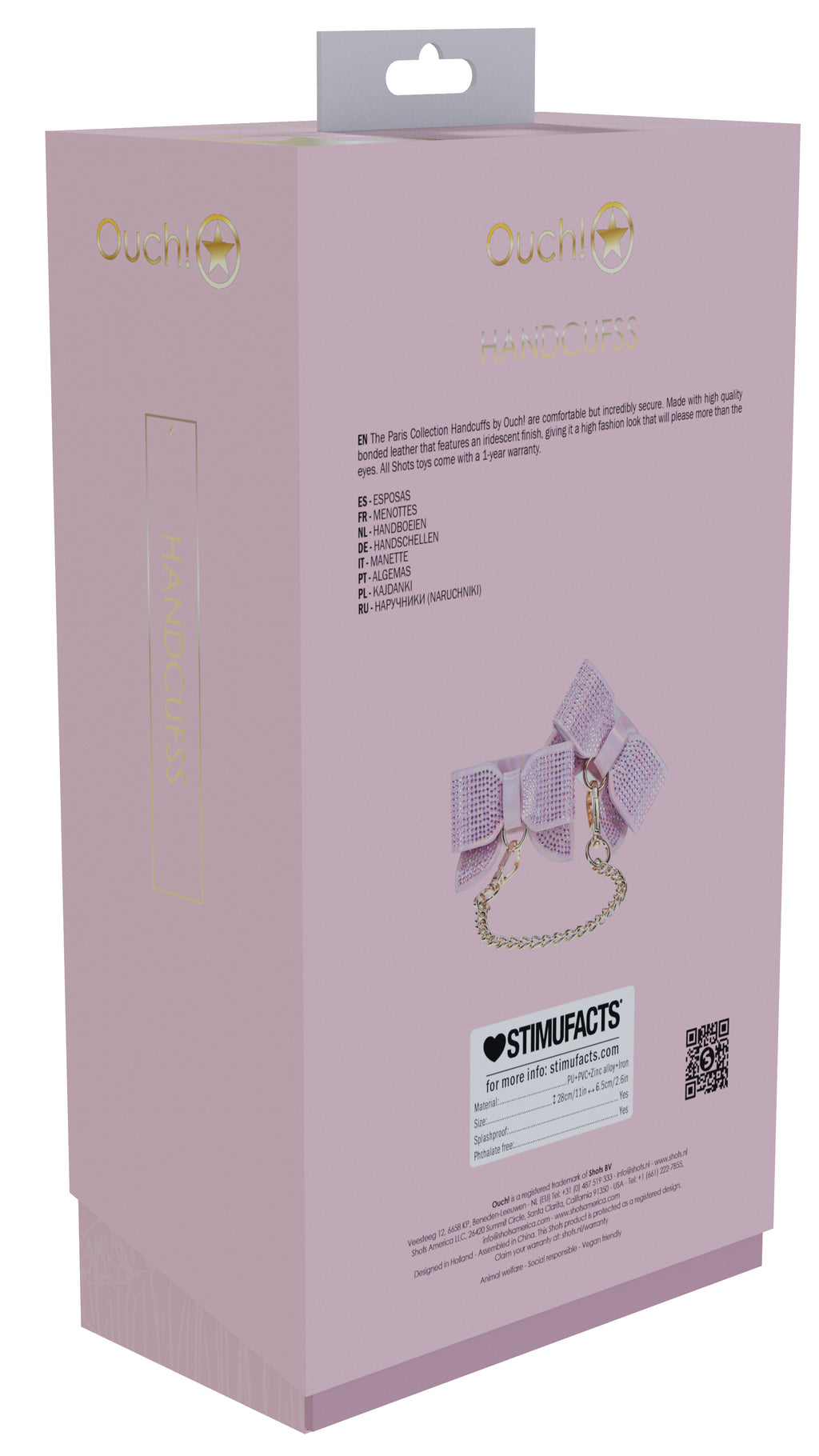 Ouch! Paris Iridescent Pink Bow Handcuffs