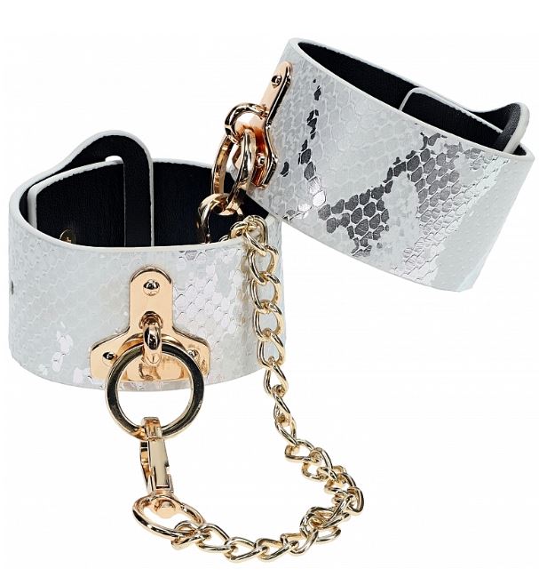 Luxury Traveler Bondage Collection in White Faux Snakeskin with Bag