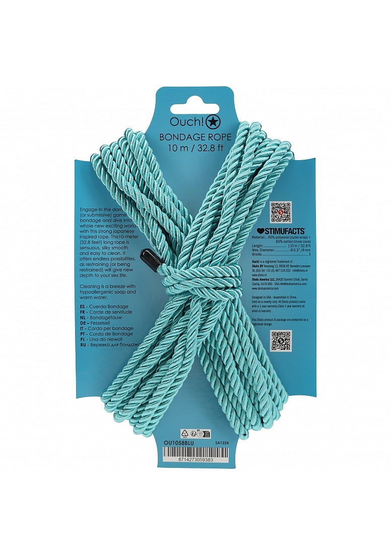 Silky Blue Bondage Rope - 10 Meters