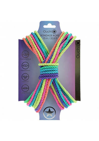 Silky Bright Multicolored Bondage Rope - 10 Meters