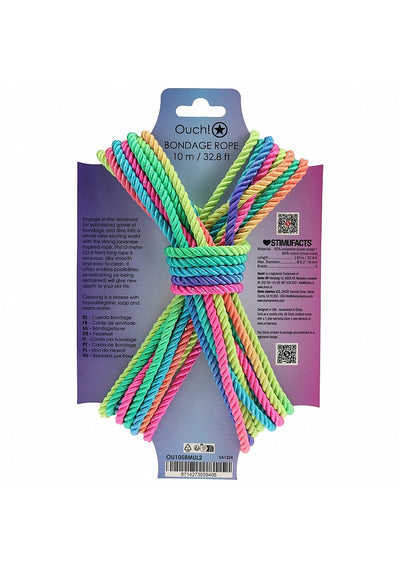 Silky Bright Multicolored Bondage Rope - 10 Meters