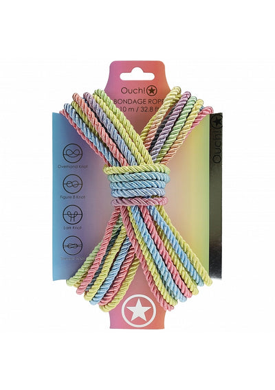 Silky Pastel Multicolored Bondage Rope - 10 Meters