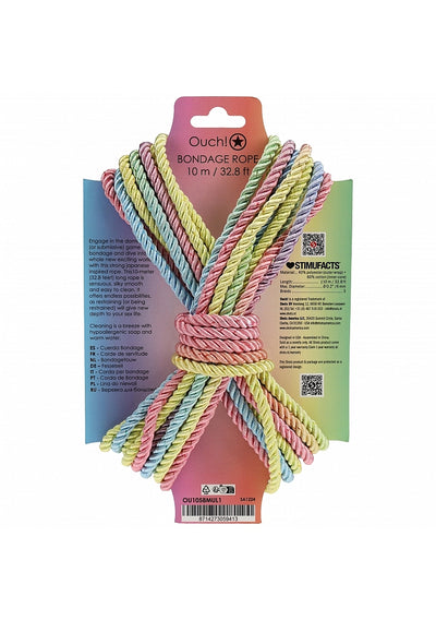 Silky Pastel Multicolored Bondage Rope - 10 Meters
