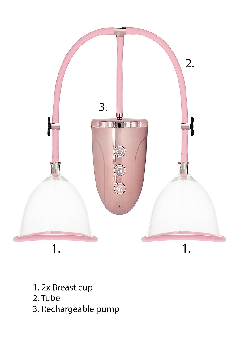 Rechargeable Breast Pump Set for Breast Enhancement in Pink