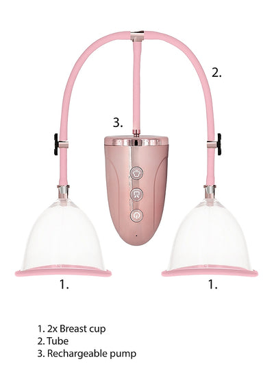 Rechargeable Breast Pump Set for Breast Enhancement in Pink