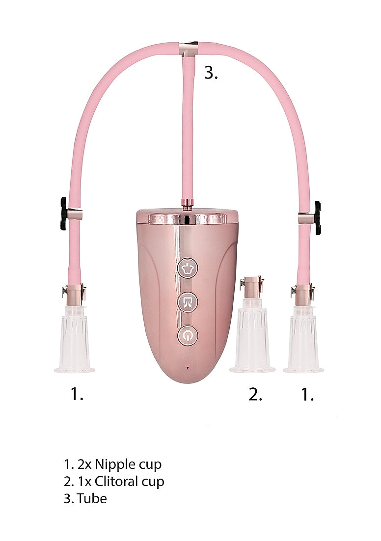 Rechargeable Clitoral & Nipple Pump Set in Pink