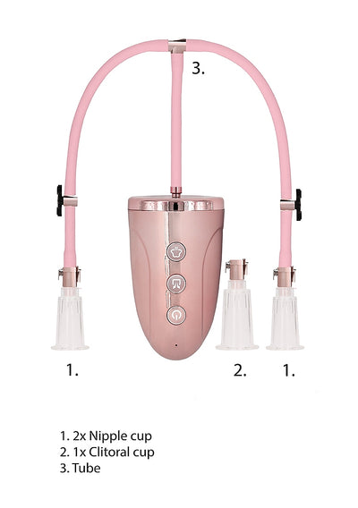 Rechargeable Clitoral & Nipple Pump Set in Pink