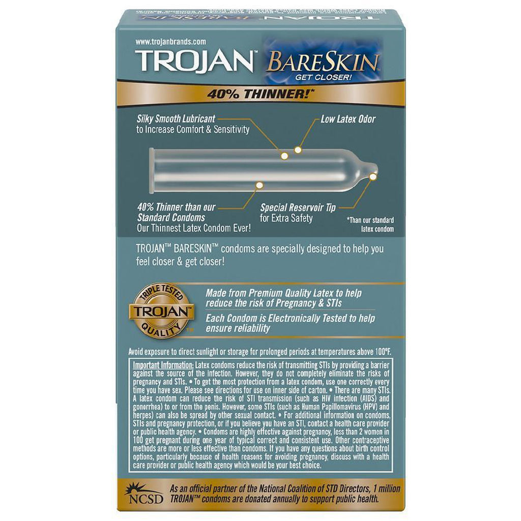 Trojan Sensitivity Bareskin Premium Lubricant Condoms - 10 pk