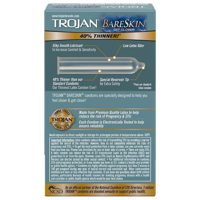 Trojan Sensitivity Bareskin Premium Lubricant Condoms - 10 pk