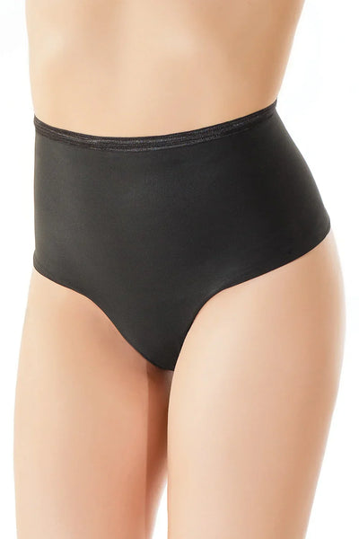 High Waisted Thong, Black, One Size