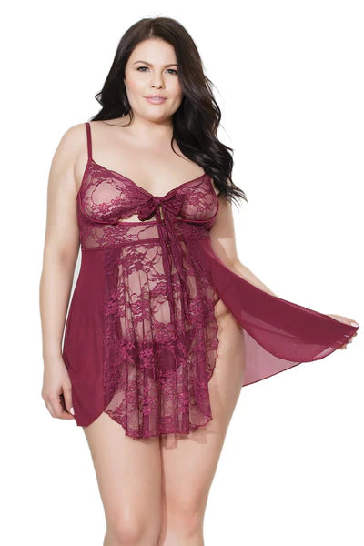 MERLOT BABYDOLL & G-STRING SET