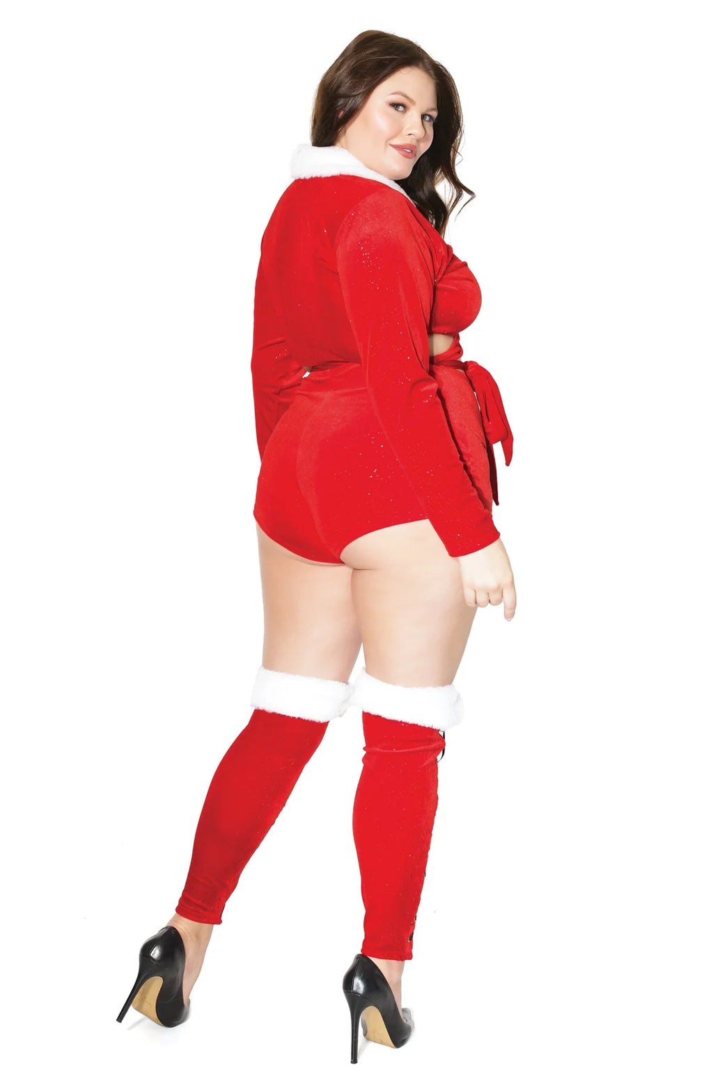 Red Sparkle Velvet Lace-Up Shorts Queen O/S