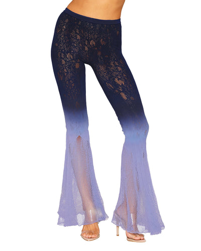 Flare Leg Knitted Pantyhose, Blue/Purple, One Size