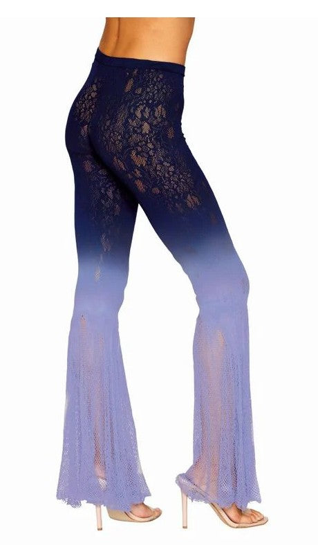 Flare Leg Knitted Pantyhose, Blue/Purple, One Size