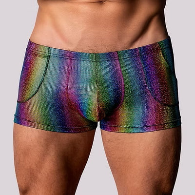 Pack & Play Rainbow Pocket Short by Male Power L/XL