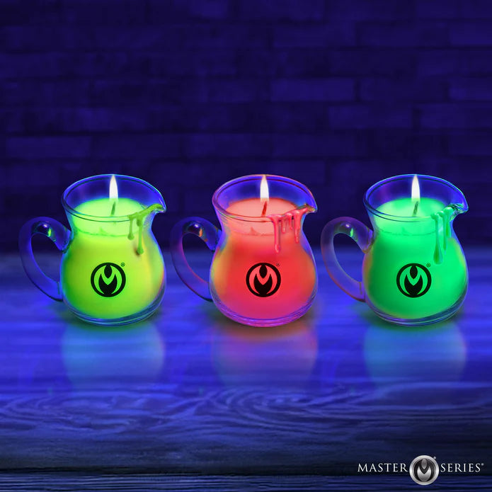 Blacklight Reactive Wax Play Pitchers Drip Candles- Set of 3