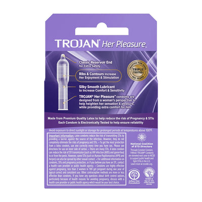 Trojan Her Pleasure Sensations Premium Lubricant Latex Condoms - 3 pk