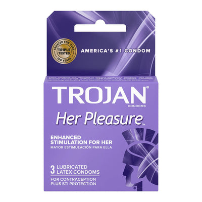 Trojan Her Pleasure Sensations Premium Lubricant Latex Condoms - 3 pk