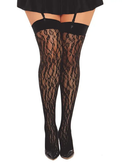 Black Leopard Print Fishnet Thigh High Stockings – Queen O/S