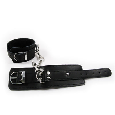 Fetish Pleasure Play Leather Cuffs - Black