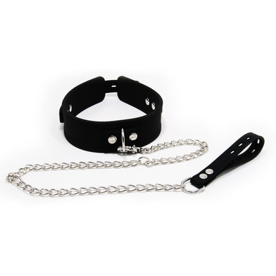 Fetish Pleasure Play Black Collar w/Leash