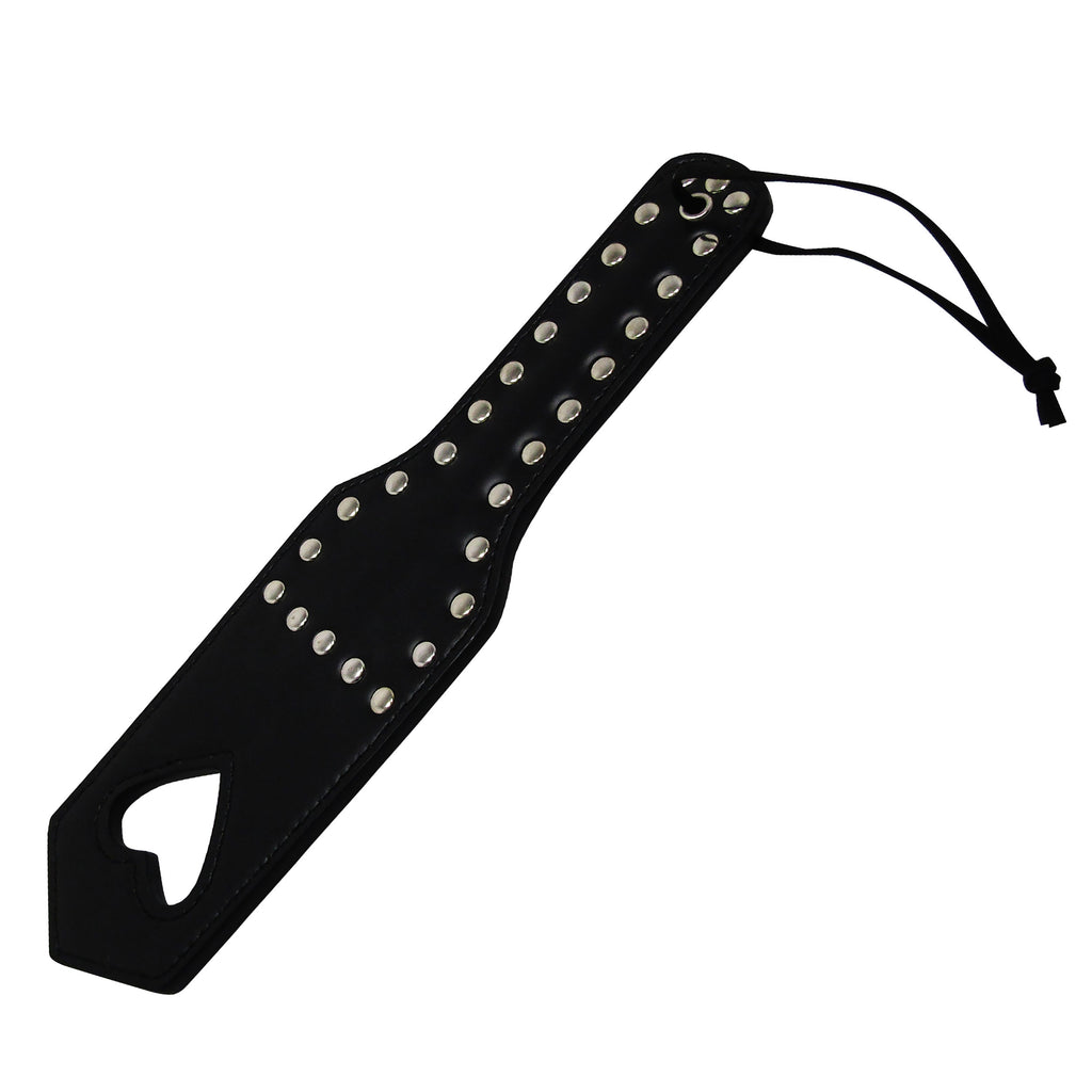 Fetish Pleasure Play Black Studded Heart Paddle