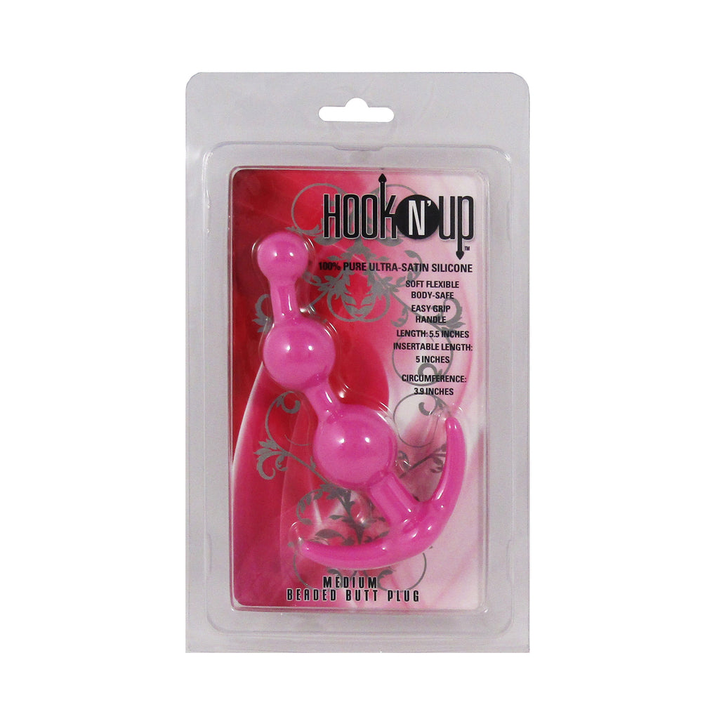 Hook N' Up Medium Beaded Anal Plug - Pink