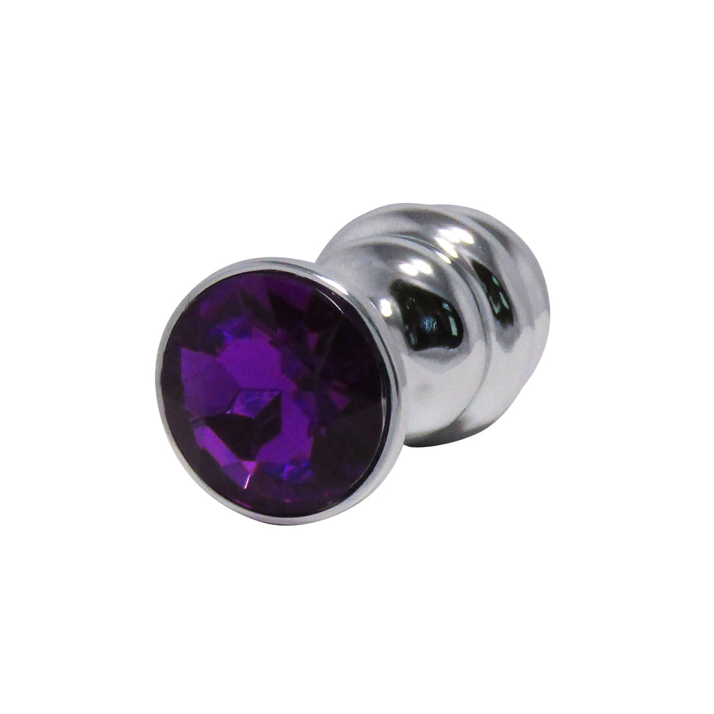 Metal Pleasure Play Silver Anal Plug - Purple Jewel