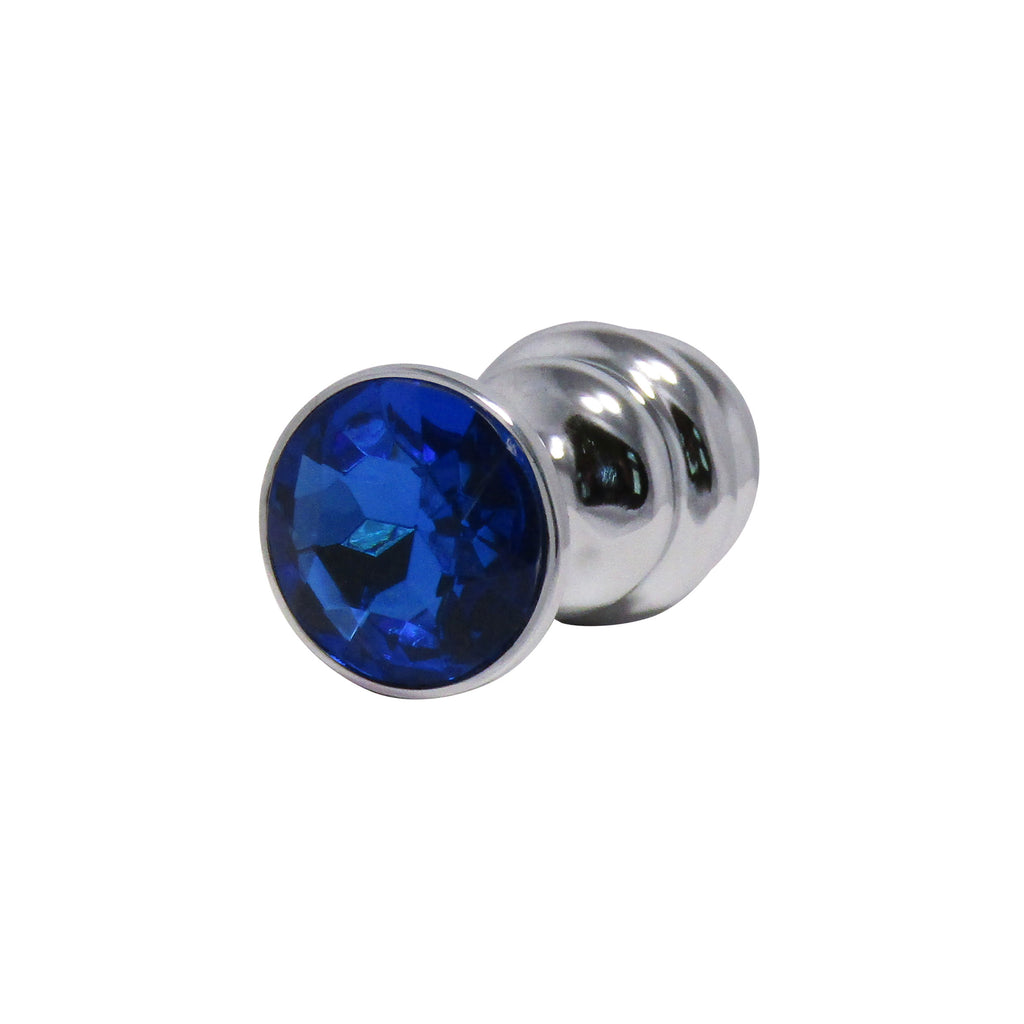 Metal Pleasure Play Silver Anal Plug - Blue Jewel