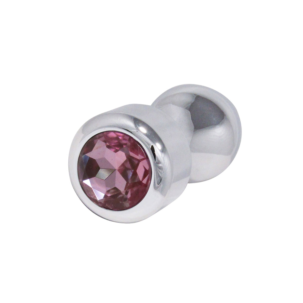 Metal Pleasure Play Silver Anal Plug - Pink Jewel