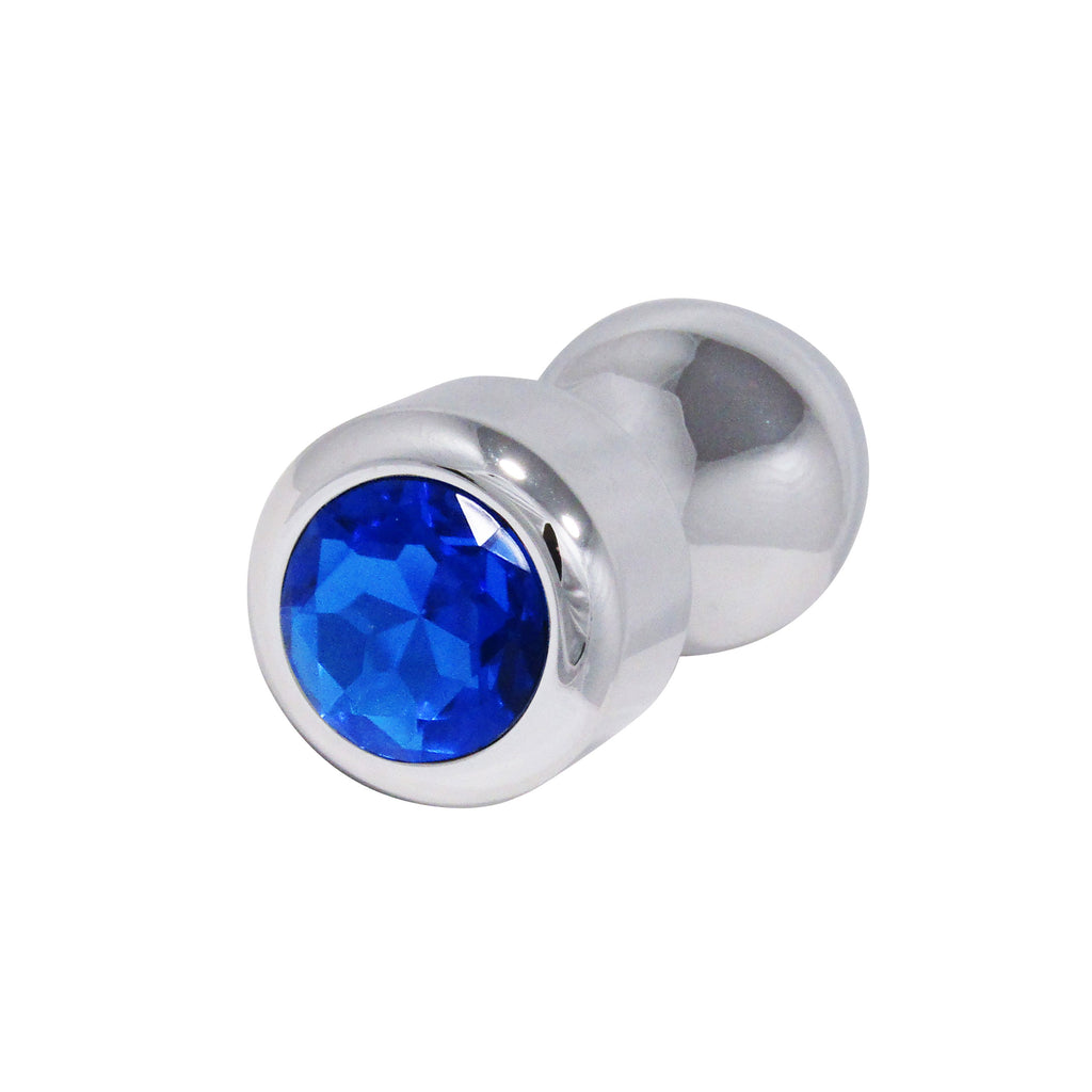 Metal Pleasure Play Silver Anal Plug - Blue Jewel