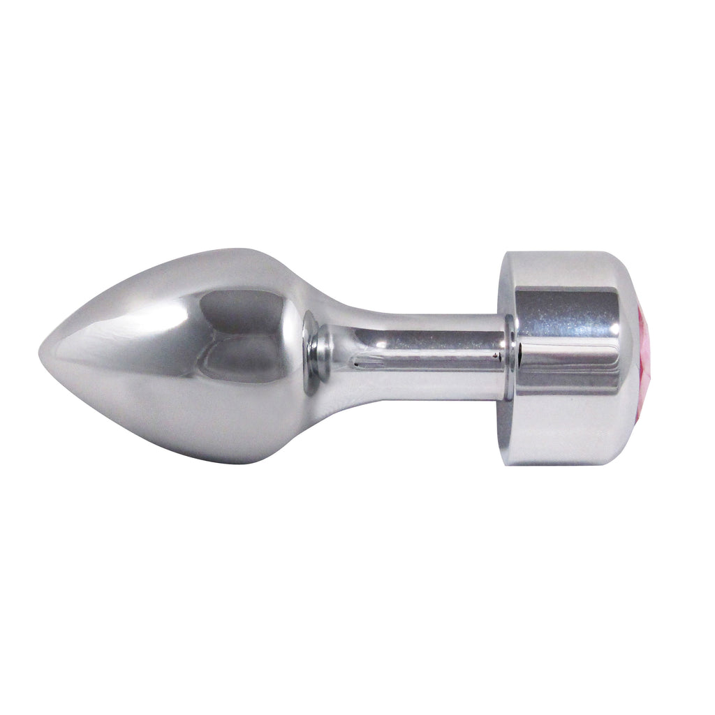 Metal Pleasure Play Silver Anal Plug - Pink Jewel