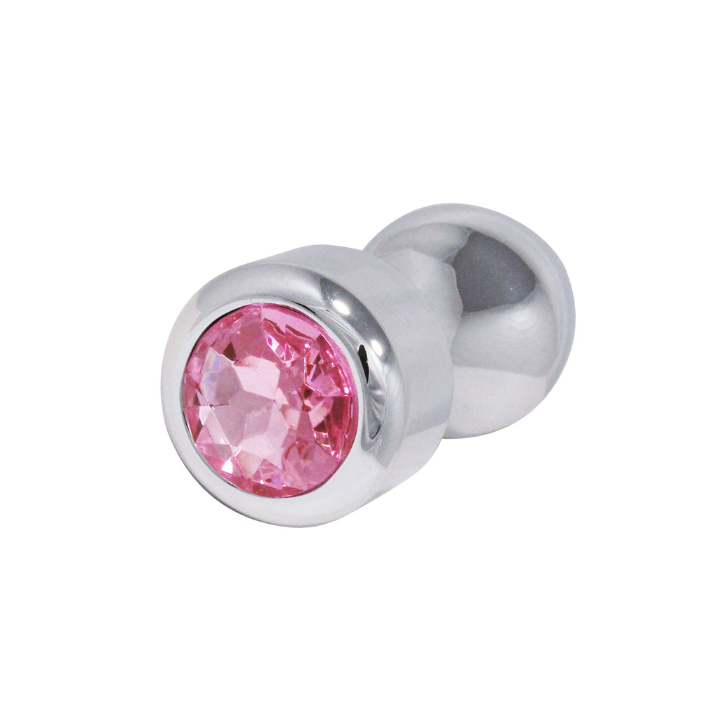 Metal Pleasure Play Silver Anal Plug - Pink Jewel