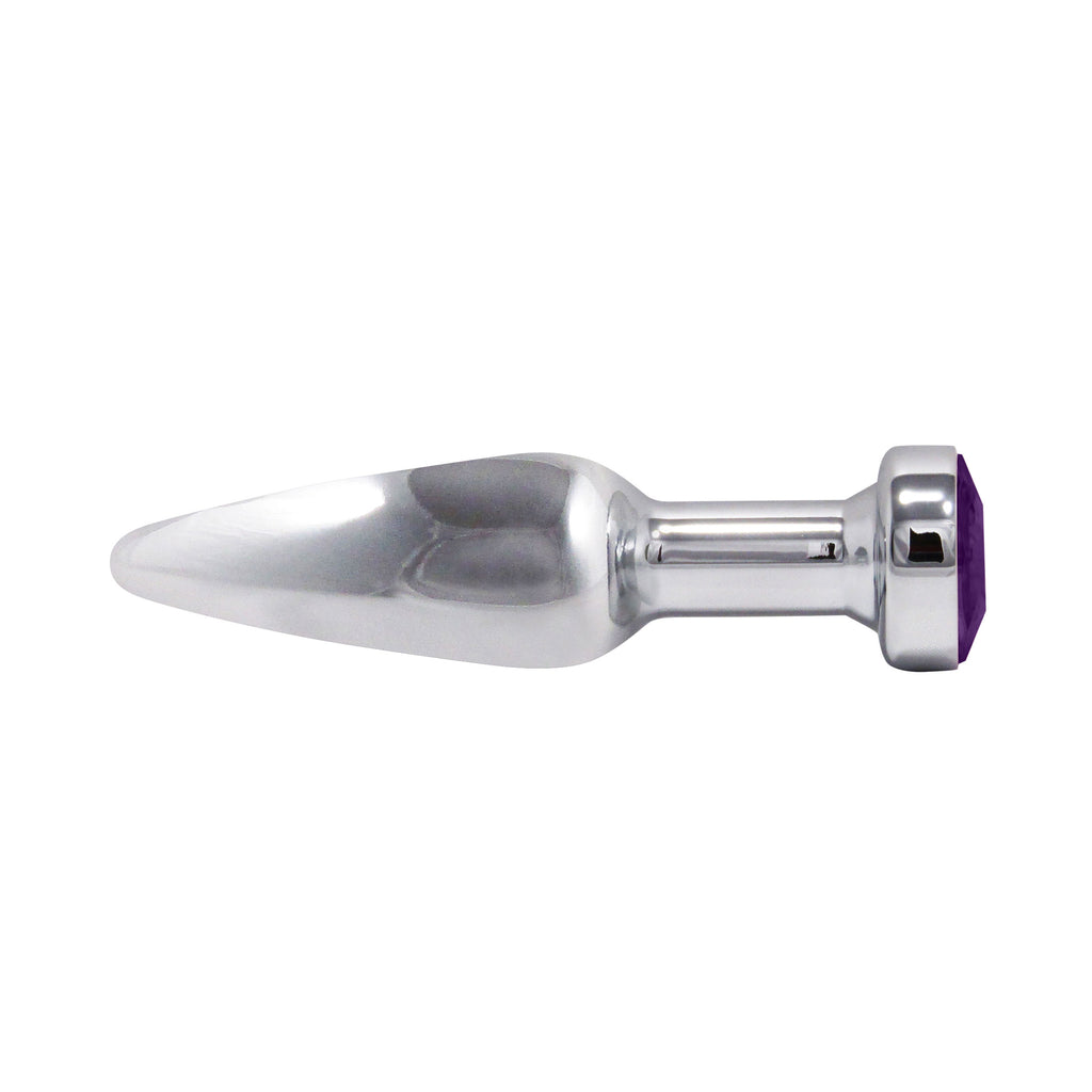 Metal Pleasure Play Silver Anal Plug - Purple Jewel