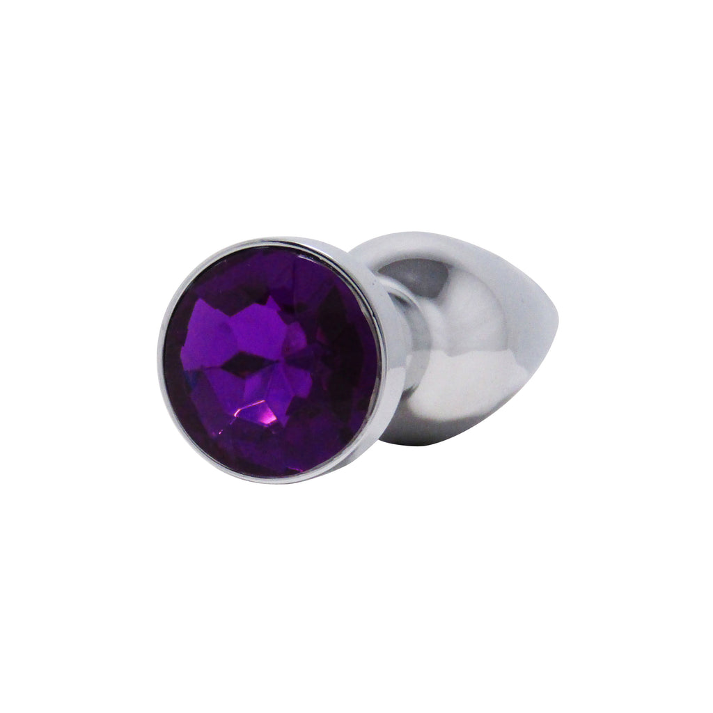 Metal Pleasure Play Silver Anal Plug - Purple Jewel