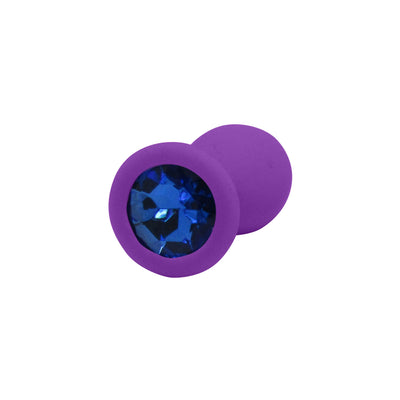 Fetish Pleasure Play Small Purple Silicone Blue Jewel Butt Plug